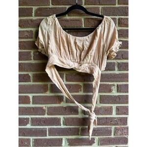 Kiwi & Punch Crop Top Tie Front Short Sleeve Blouse‎ Casual XL